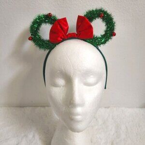 Disney Parks Minnie Mouse Christmas Holiday Wreath Ears Headband